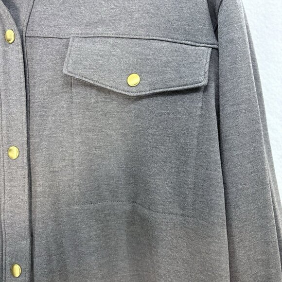 Elie Tahari Women’s X-Large Shacket Blanket Gray Snap Button Front Jacket Casual - Picture 3 of 14